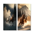 thumbnail image 2 of Designart "Wild Horses Galloping in a Winter Scene V" Animals Horse Wall Art Set Of 2 - Children's Art Brown Canvas Set For Living Room Decor, 2 of 6