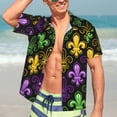 thumbnail image 5 of Lsque Mardi Gras1 pattern Hawaiian Shirt for Men, Unisex Summer Beach Casual Short Sleeve Button Down Shirts-3X-Large, 5 of 9