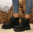 thumbnail image 2 of Mepaouo Combat Ankle Boots for Women Lace up Platform Casual Walking Work Booties(Black,6), 2 of 7