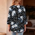 thumbnail image 7 of Womens Floral Print Tops Casual 3/4 Sleeve Tunic Shirts Loose Fit Crew Neck Blouses Lightweight Spring Summer Tops, 7 of 7