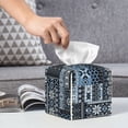 thumbnail image 4 of Leather Tissue Box Cover Square - Snowflake Vintage Pattern Waterproof Tissue Box Holder Paper Case Organizer Dispenser for Modern Home Office Room Home Bathroom Decor, 4 of 7