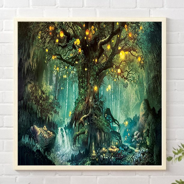 Cuadros Decorativos Kit de pintura por números DIY árbol mano aceite arte imagen artesanía hogar pared decoración Wdftyju embutido en tela