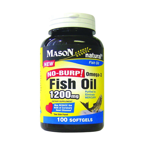 Mason Natural Fish Oil 1200mg Omega3 No Burp Softgels 100 Count