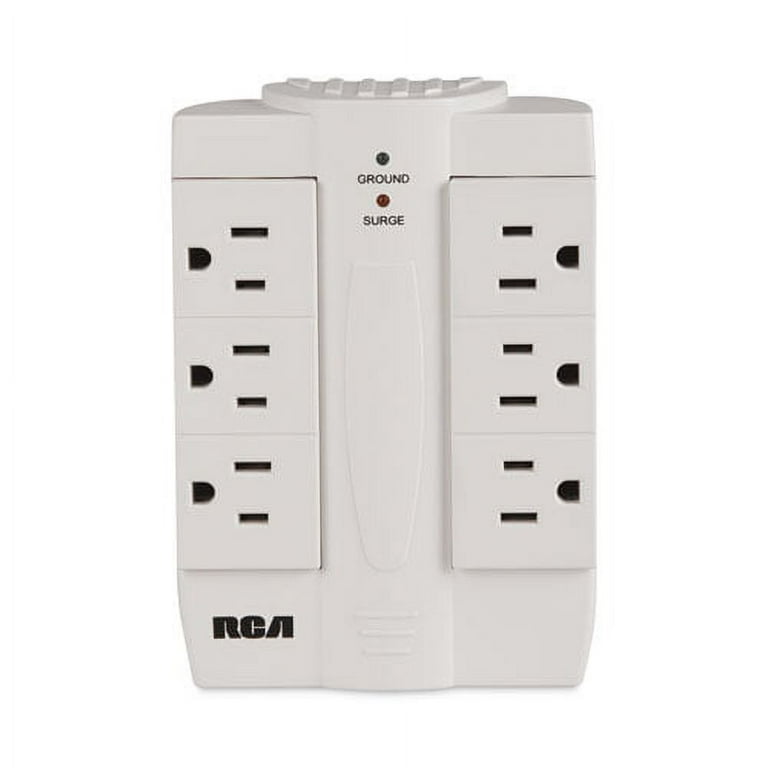 6 Outlet Swivel Surge Protector, 6 AC Outlets, 1,200 J, White 6 Outlet Swivel Surge Protector, 6 AC Outlets, 1,200 J, White
