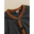 thumbnail image 5 of Seyurigaoka Baby’s Casual Long Sleeve Cardigan Fashion Stripe Printed Patch V-neck Button down Coat, 5 of 9
