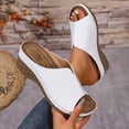 thumbnail image 5 of HomeDM Women's Wedge Platform Sandals Open Peep Toe Slip-On Casual Summer Beach Vacations Slide Sandals, White Size 5.5, 5 of 9