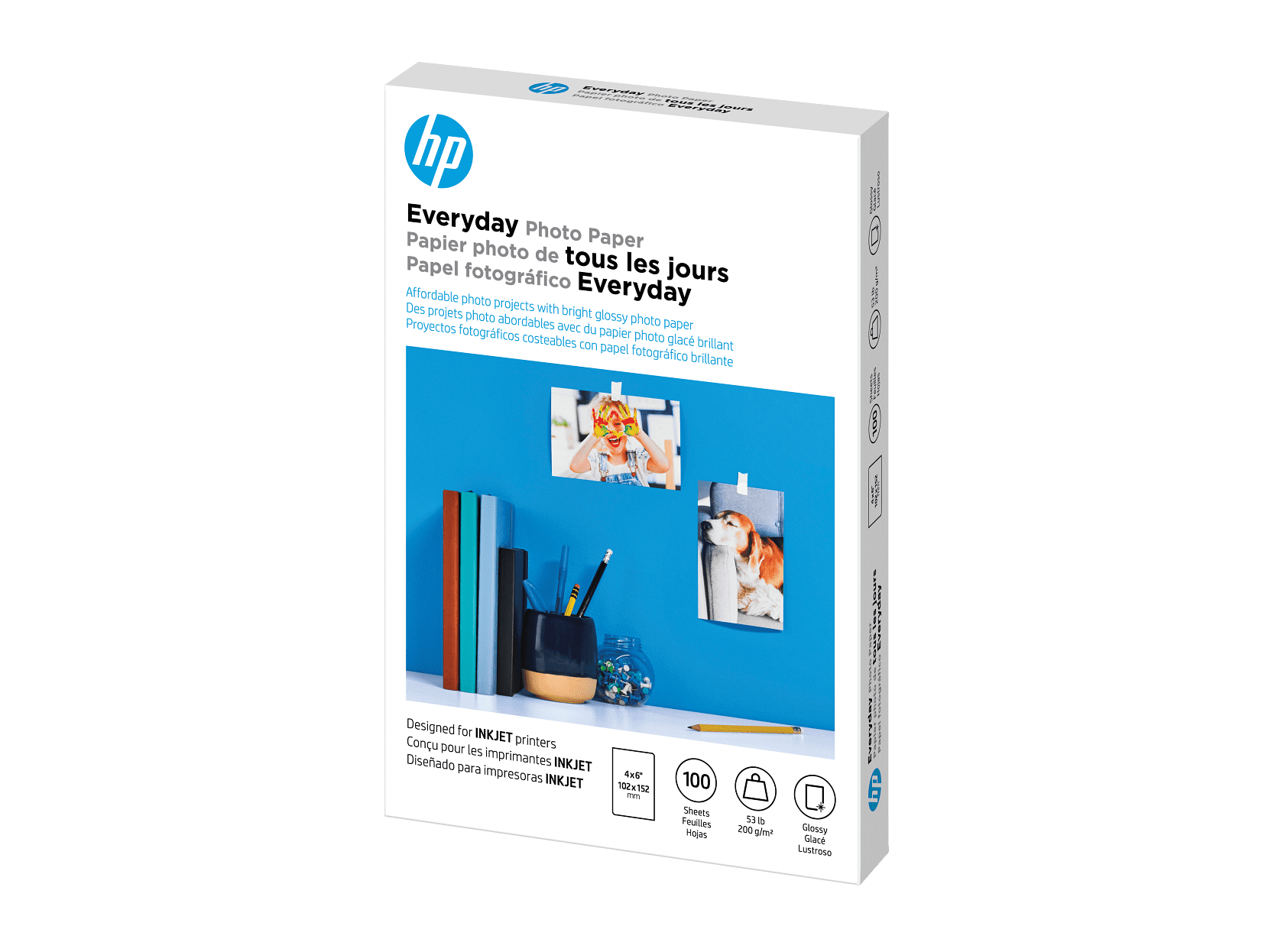 (5 pack) HP Everyday Glossy Photo Paper | 100 Sheets | 4 x 6 in | CR759A