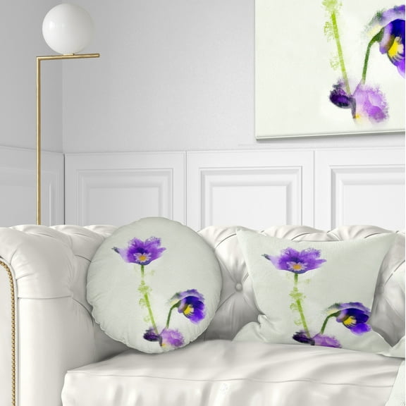 Designart Purple Liverleaf Flower Watercolor - Floral Throw Pillow - 12x20