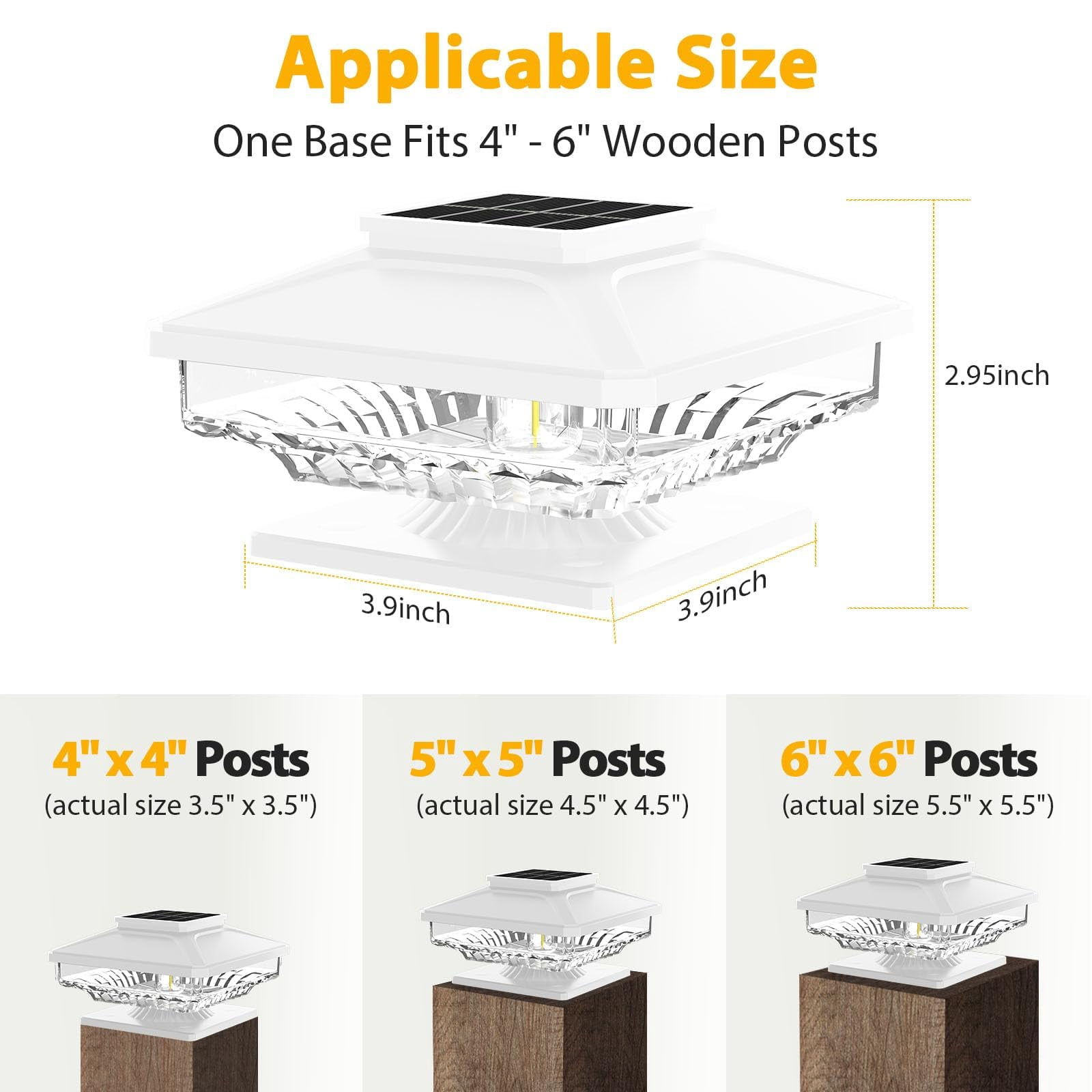 BITPOTT 8 Pcs Bright Solar Post Cap Lights Fence Post Lights Outdoor for Wood Posts in Garden Decor White