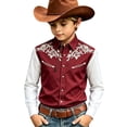 thumbnail image 3 of FYDUU Boys Western Cowboy Shirt Printed Retro Button-Down Shirt Long Sleeve Dress Shirts For Kids Festival Party Tops Fall Casual Blouses 4-5 Years, 3 of 3