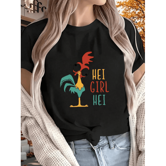 Hei Hei Chicken Funny Cartoon Holiday Festive Party Graphic Unisex T-Shirt, up to size 5XL