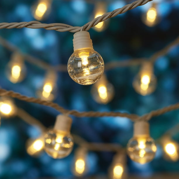 Mainstays 100Count Warm White LED Clear Globe Lights, White Wire