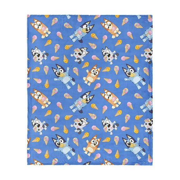 Bluey Ice Cream Bluey, Bingo, Muffin Polyester Throw, 46" x 60"