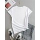 thumbnail image 2 of Whimsical Cat Print Short Sleeve Crew Neck T-Shirt - Soft Mid-Elasticity Polyester Fabric, Casual Relaxed Fit, Positioning Printing, Spring/Summer Essential for Women - Regular Length, No Sheer, Knit, 2 of 4