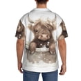thumbnail image 3 of Fotbe Cute Cow Bath Camisa Estampada de Manga Corta para Hombre, Casual de Verano, Estilo Playero, Sin Arrugas-Small, 3 of 5