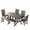 Dark Brown, variant on WestinTrends Malibu 6 Piece Patio Dining Set with Bench, All Weather Poly Lumber Outdoor Table and Chairs Set, 71" Trestle Dining Table with Umbrella Hole, 5 Arm Chairs with Bench, Dark Green
