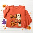 thumbnail image 4 of Mifsaly Womens Vintage Pumpkin Ghost Graphic Crewneck Sweatshirt Long Sleeve Fall Pullover Top Spooky Bow Print Casual Comfy Shirt for Autumn Season Halloween Party Orange,XXL, 4 of 5