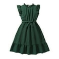 thumbnail image 1 of Odeerbi Niñas Verano Algodón Vestido Ruffle Tiered Sun Vestido Color Sólido Dulce Cuello Redondo Vestido Sin Mangas Tanque, 1 of 8