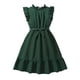 thumbnail image 1 of Odeerbi Niñas Verano Algodón Vestido Ruffle Tiered Sun Vestido Color Sólido Dulce Cuello Redondo Vestido Sin Mangas Tanque, 1 of 8