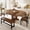 Walnut, variant on 5-Piece Round Dining Table Set for 4-6,59" Extendable Dining Room Table Set with 2 Ergonomic Chairs & 2 Benches,Oval Modern Kitchen Table with Metal Frame & MDF Board,Space-Saving,Walnut