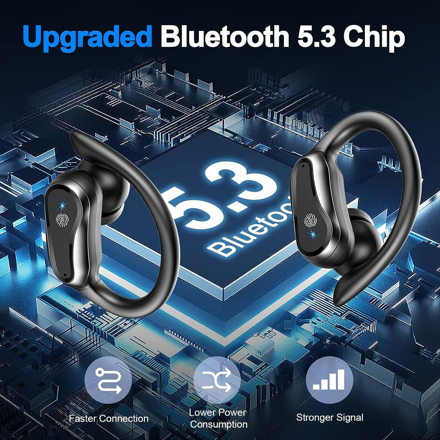 for Samsung Galaxy S20 FE Wireless Earbuds Bluetooth 5.3 Headphones 42Hrs Playtime in Ear Buds Sports Earphones Over-Ear Earhooks IP7 Waterproof Headset/Noise Cancelling for Workout