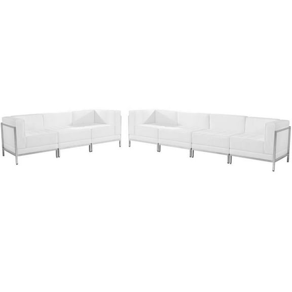 Flash Furniture Imagination 5 Pieces Leather Reception Sofa Set in White