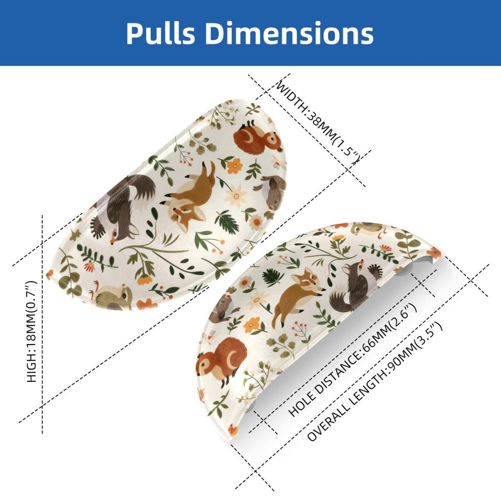 PhooArto 6 Pcs Cup Drawer Pulls, Cute Forest Animals Pattern Shell Shape Handles Cabinet Knobs for Dresser Cupboard Closet Wardrobe with Screws