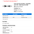 thumbnail image 2 of Front Left Axle Assembly - Compatible with 1999 - 2000 Volvo S70 FWD, 2 of 2