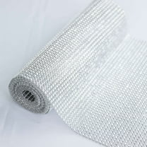 Efavormart 10"x108" Shiny Silver Crystal Rhinestone DIY Table Runner, Diamond Mesh Ribbon Bling Roll