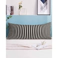thumbnail image 2 of Black Striped Body Pillow Covers, Modern Simple Farmhouse Beige Vintage Soft Bed Throw Pillowcases Breathable Cooling Long Lumbar Body Pillow Sham Cover for Bed Sofa 20''x54'', 2 of 7
