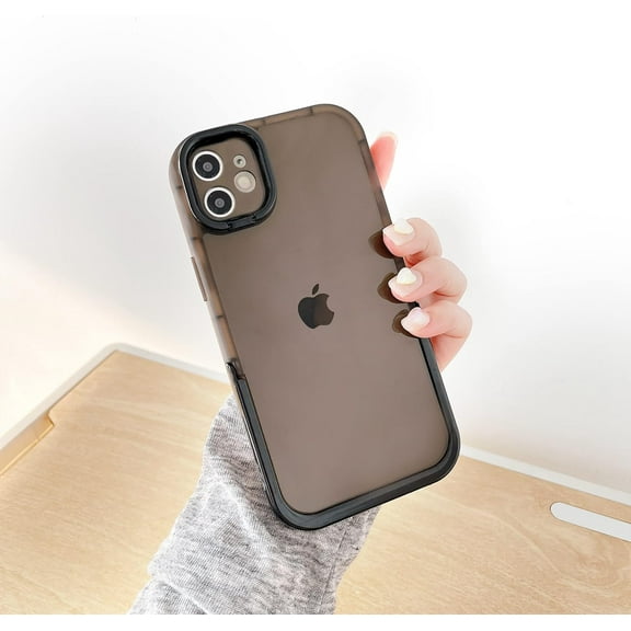 Kickstand Case for iPhone 12 6.1 inch, 2 Stand Modes Built-in Camera Ring Stand Clear Soft Slim Back Cover with Invisible Stand Anti-Scratch Durable Shockproof Protective Bumper Case - Black