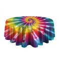 thumbnail image 5 of Rainbow Tie Dye Mandala Pattern Round Tablecloth 60"x60",Wrinkle Wipeable Table Cloth for Kitchen Dining Room Picnic Patio Party, 5 of 6