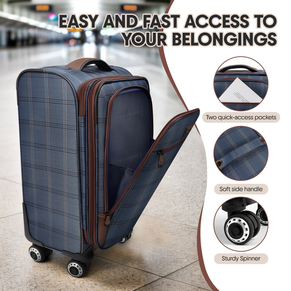 20" Softside Carry On Luggage Airline Approved Lightweight Expandable Soft Shell Suitcase with Spinner Wheels, XJ2511#2