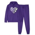 thumbnail image 2 of ibuvkizy Track Suits for Women Set!Men's and Women's Sports Tracksuits Long Sleeve Pullover Hoodies Sweatshirt Loose Coat and Sweatpants Fall Winter Suit Purple,S, 2 of 7