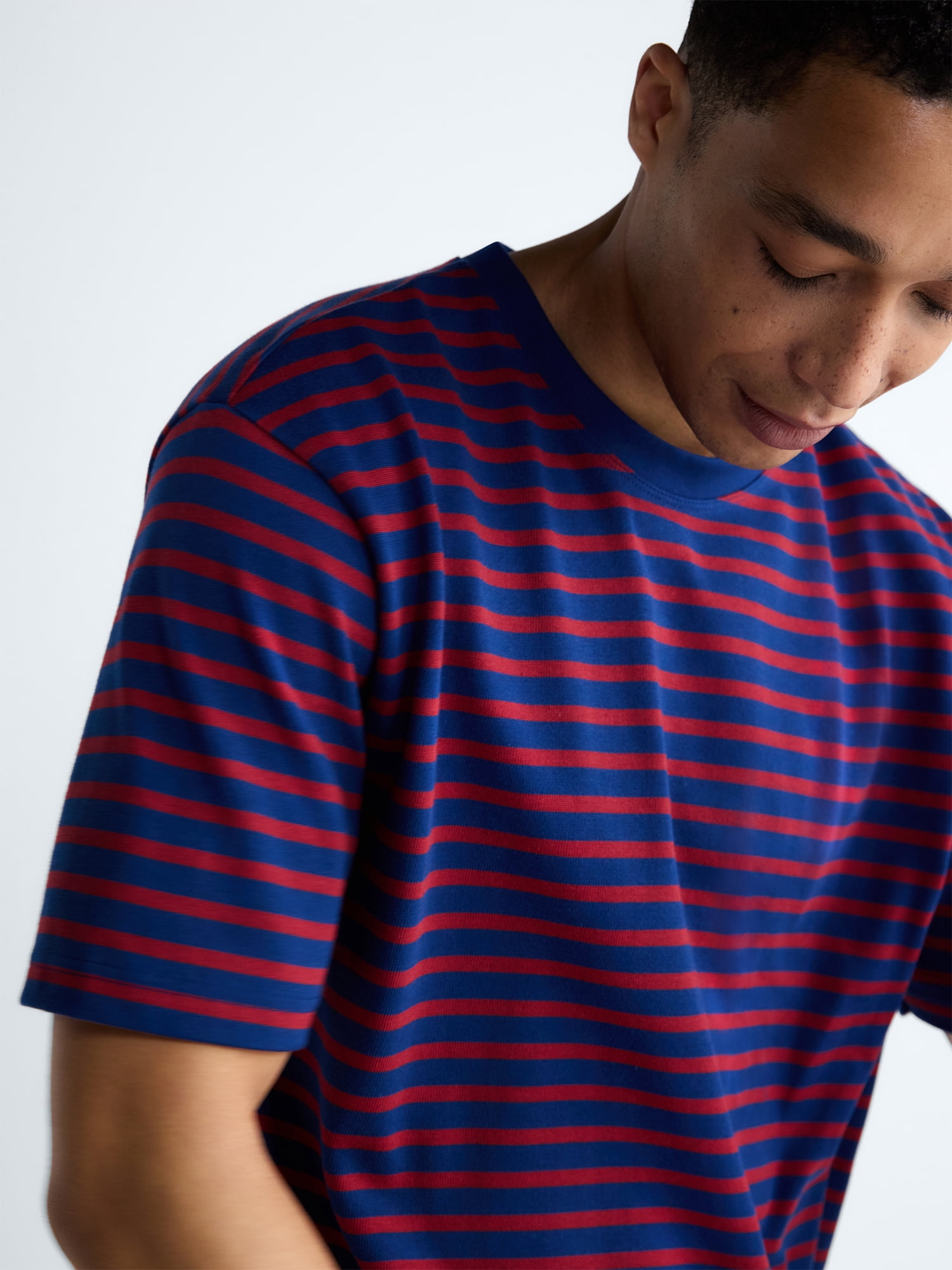 Free Assembly Striped Relaxed Heavyweight Tee with Short Sleeves, Sizes XS-3XL