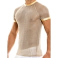 thumbnail image 5 of Men's See-through Slim Fit Top Shirt Short Sleeve Fishnet Lightweight Shirts, 5 of 6