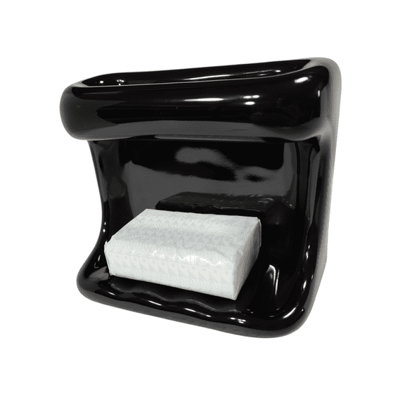 Vintage Black Ceramic Soap Dish Tray Washcloth Holder Shower Cloth Bar