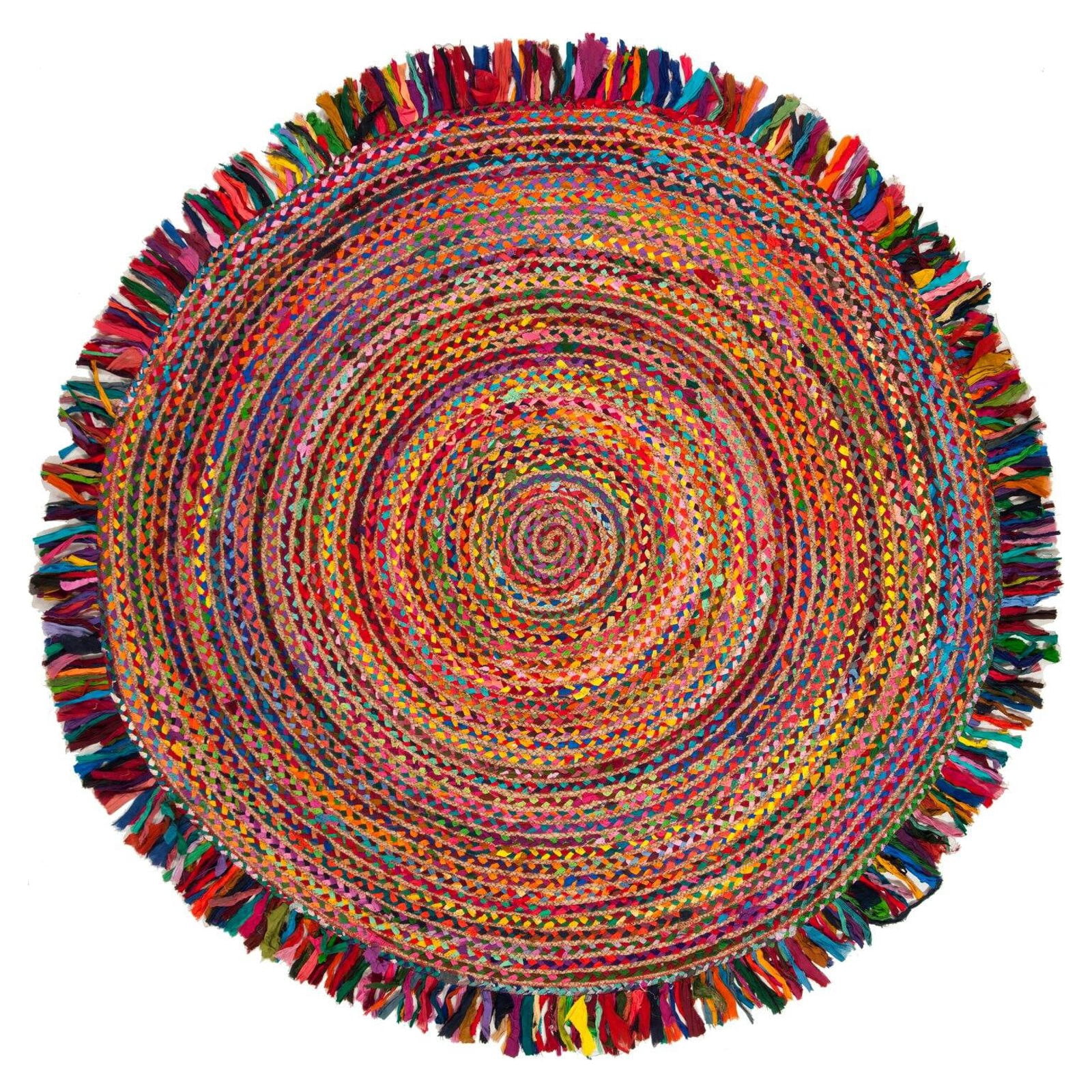 SAFAVIEH Cape Cod Victoria Braided Area Rug, 4' x 4' Round, Ivory/Denim