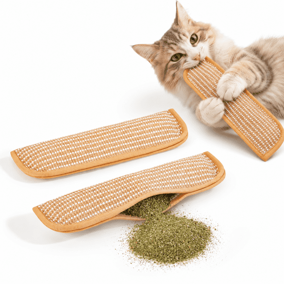 2-Pack Cat Toys with 6000mg Organic Catnip, Soft Sisal Material - Kitten Chew Toys for Indoor Cats, Interactive Kicker and Scratching Toy for Bored Cats