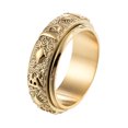 thumbnail image 1 of OM Mani Hum Rotating Band Ring 3 Colors Titanium Steel Ring for Men Women New, 1 of 3