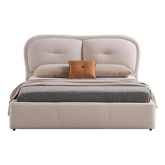 American Eagle  B-D082-Q Modern Contemporary Ivory Fabric Queen Size Bed