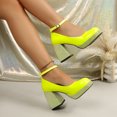 thumbnail image 4 of SACFOF Women’s High Chunky Platform Closed Toe Block Heels Square Toe Ankle Strap Dress Wedding Party Pumps Shoes, 4 of 6