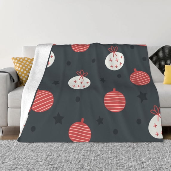 XMXT Throw Blanket, Christmas Ball Decoration Machine Washable Blankets for Sofa, 40 x 30 inches