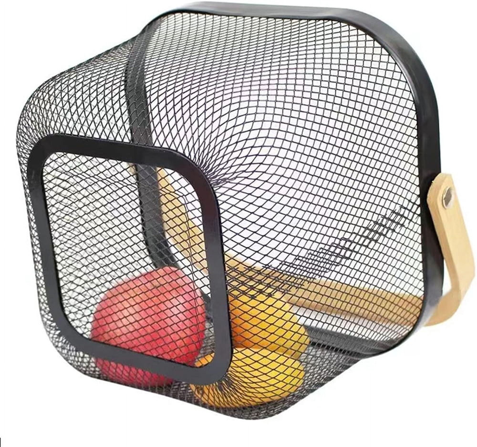 NOGIS Metal Mesh Steel Basket mesh basket with handle，Storage Organizer Basket Fruit Vegetable Basket, Solutions for Kitchen, Garden ,Picnic,Gifts and More (Black)