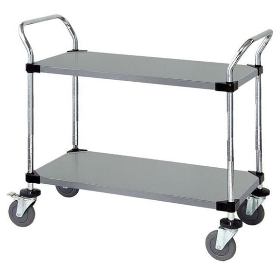 Stainless Steel Utility Cart, 2 Solid Shelves - 24 x 36 x 37.5 in.