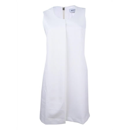 DKNY Women's Single-Pleat Shift Dress (4, Ivory)