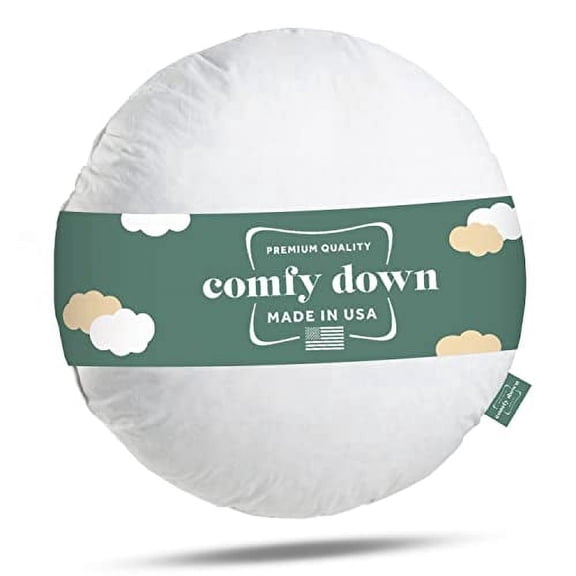 ComfyDown Down and Feather Diameter Round Decorative Pillow Insert, Sham Stuffer - Made in USA (28")