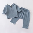 thumbnail image 2 of KPOPLK Baby Toddler Boy Outfits 2T 3T 4T 5T Clothes Fall Winter Kids Pattern Short Sleeve T-Shirt Tee& Shorts Set Size 6-12 Months,Blue, 2 of 6