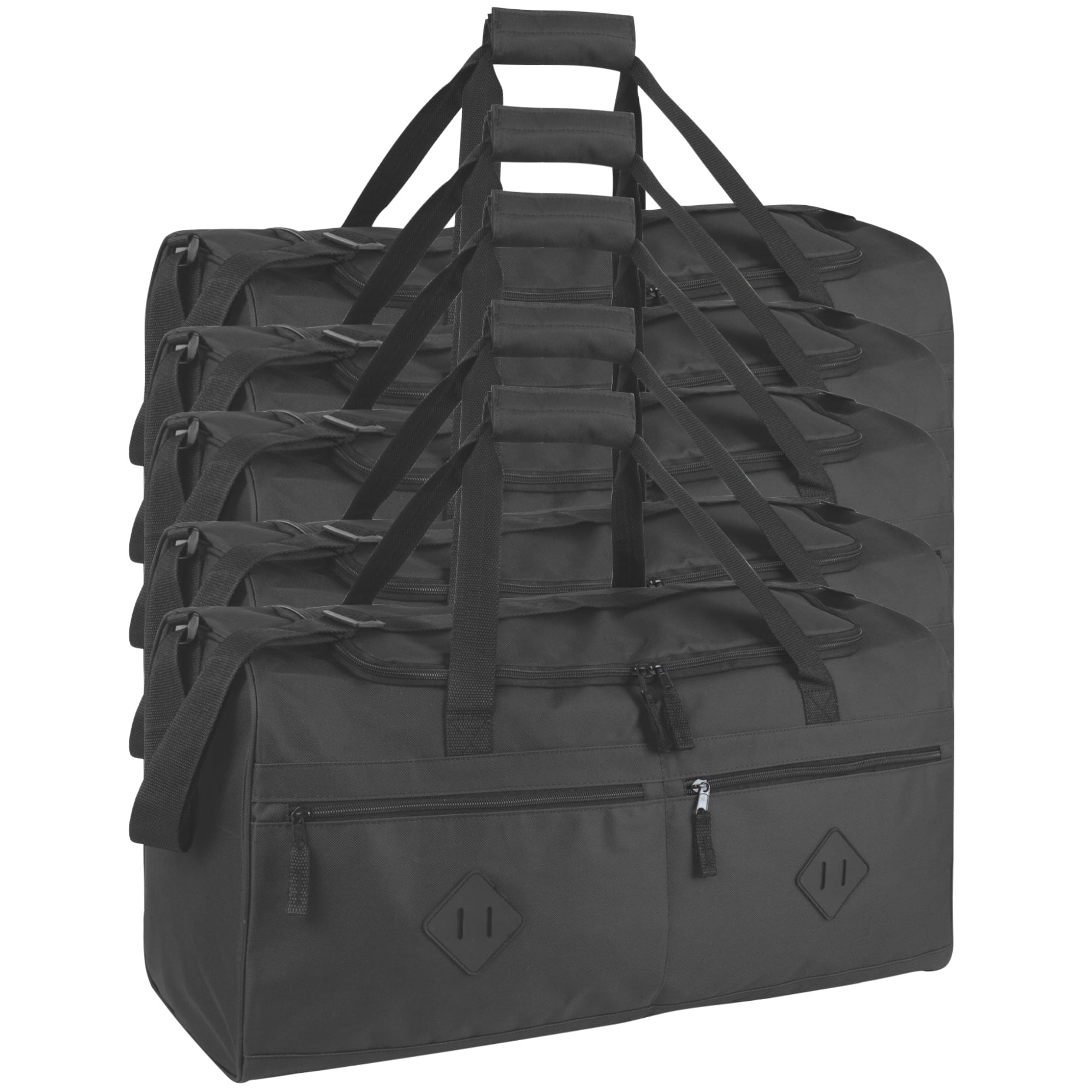 24 Pack 24 Inch 55 Liter Overnight Duffel Bags with Zippered Pockets for Men, Women, Sports, Gym, Travel, Commuting in Black