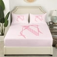 thumbnail image 3 of Erosebridal Girly Pink Bow-tie Bed Sheets Set Twin Size, Initial A to Z Bed Sheets Twin, Initial N Decor 3pcs, 3 of 7